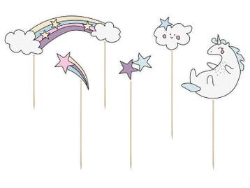 Unicorn Taart Topper Set 5 delig, Hobby en Vrije tijd, Verzenden, Nieuw