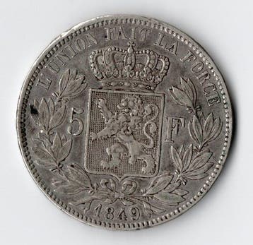 België. Leopold I. 5 Francs 1849 (Zonder minimumprijs)