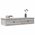 vidaXL Wandschap met lades 100x37,5x19 cm bewerkt hout grijs, Verzenden