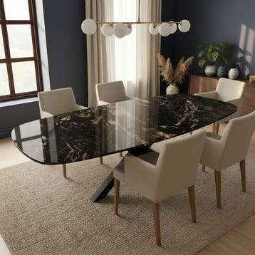 Cosmic Black Eetkamertafel  Deens Ovaal 300x120, Nieuw