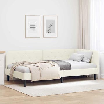 Hoekbedframe Creme 90x190 - Tweede kansje! OP = OP, 90 cm, Eenpersoons, Verzenden, 190 cm of minder