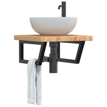 vidaXL Badkamer wandschap staal en massief eikenhout, Verzenden, Nieuw
