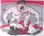 Marcel Cachin op schoot bij Stalin op spotprent (Lithos), Antiek en Kunst, Kunst | Litho's en Zeefdrukken, Verzenden
