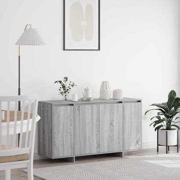vidaXL Dressoir Grijs Sonoma 135 x 41 x 75 cm Bewerkt hout, Huis en Inrichting, Kasten | Dressoirs, Verzenden, Nieuw