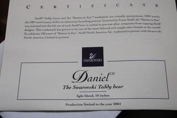 Steiff: Svarovski Daniel Kerst teddybeer 2004 - Ours en