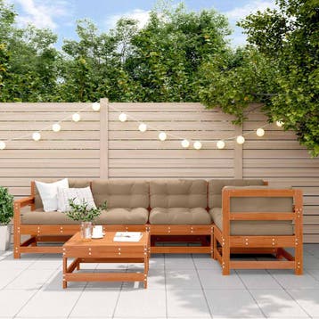 vidaXL Tuin loungeset 6 st Wax Bruin Dennen Massief, Verzenden, Nieuw, Loungeset