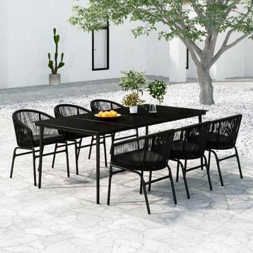 vidaXL 7-delige Tuinset zwart, Verzenden, Nieuw, Tuinset