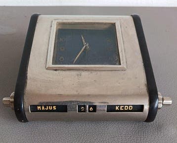Wekker - Art Deco Table Clock with Perpetual Calendar -, Antiek en Kunst