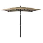 vidaXL Parasol 3-laags met aluminium paal 2,5x2,5 m taupe, Verzenden, Nieuw