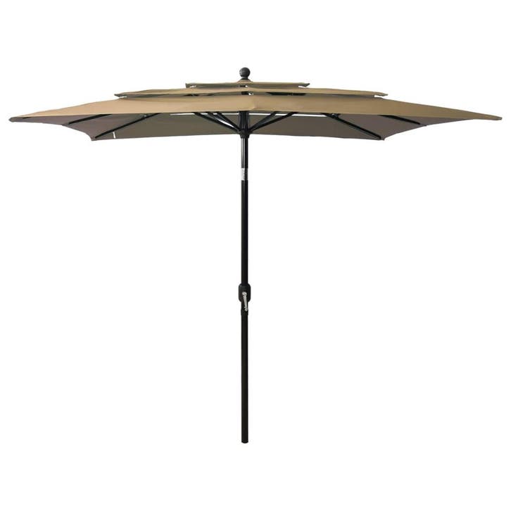 vidaXL Parasol 3-laags met aluminium paal 2,5x2,5 m taupe, Tuin en Terras, Parasols, Nieuw, Verzenden
