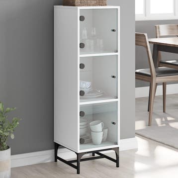 vidaXL Hoge kast met glazen deuren 35x37x120 cm wit, Verzenden