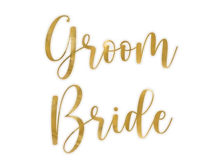 Gouden Glasstickers Groom & Bride, Hobby & Loisirs créatifs, Articles de fête, Envoi