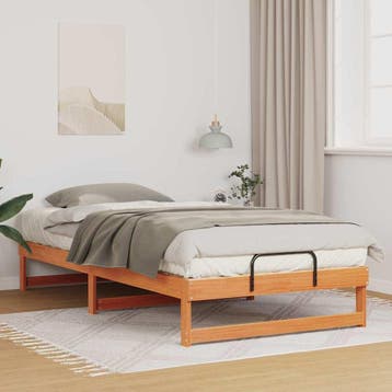 vidaXL Bedframe Bruin 100 x 210 cm Massief grenenhout, Huis en Inrichting, Slaapkamer | Bedden, Verzenden, Nieuw