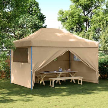 vidaXL Partytent 279 x 410 x 315 cm Beige Oxford Stof, Verzenden, Nieuw