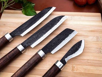 Keukenmes - Kitchen knife set - 734 - Staal, Hout,