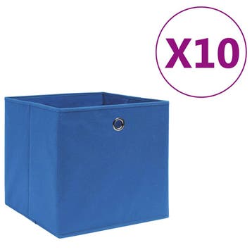 vidaXL Opbergboxen 10 st 28x28x28 cm nonwoven stof blauw, Verzenden, Nieuw