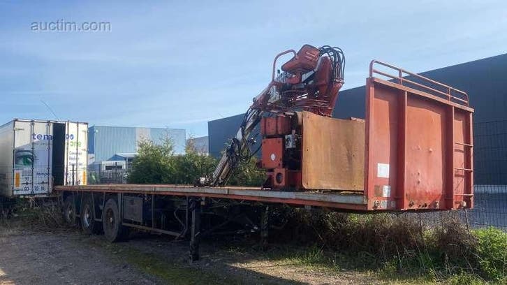 Kennis 3-AS OPLEGGER + KRAAN KENNIS 1988 Platte..., Autos : Divers, Remorques Pièces, Enlèvement