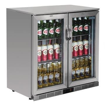 Polar G-serie 2-deurs barkoeling met klapdeuren RVS 208L, Verzenden, Nieuw in verpakking, Koelen en Vriezen
