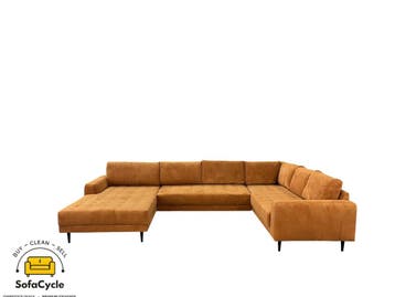 U-zetel cognac in ribstof – overstock, Verzenden