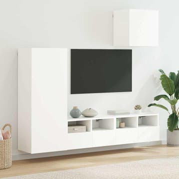 vidaXL 4-delige Tv-meubelset bewerkt hout wit, Huis en Inrichting, Verzenden, Nieuw