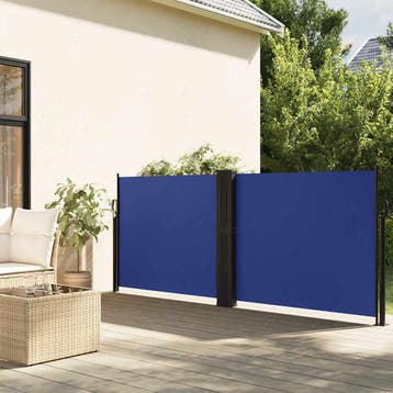 vidaXL Windscherm uittrekbaar 140x600 cm blauw, Verzenden