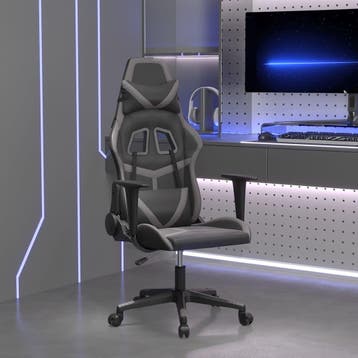 vidaXL Massage gamestoel kunstleer zwart en grijs, Verzenden