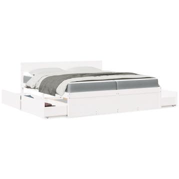 vidaXL Bed met lades en matras massief grenenhout wit, Huis en Inrichting, Slaapkamer | Bedden, Verzenden, Nieuw