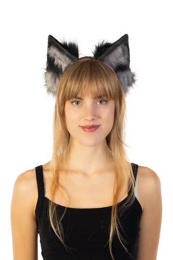 KIMU® Haarband Furry Oortjes Zwart Grijs Kat Poes Vos Diadee, Ophalen of Verzenden, Nieuw