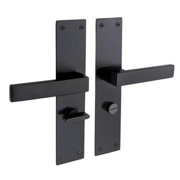 Deurklink Nova zwart met schild en WC-slot - deurbeslag v..., Ophalen of Verzenden, Nieuw, IJzer, Klink of Kruk