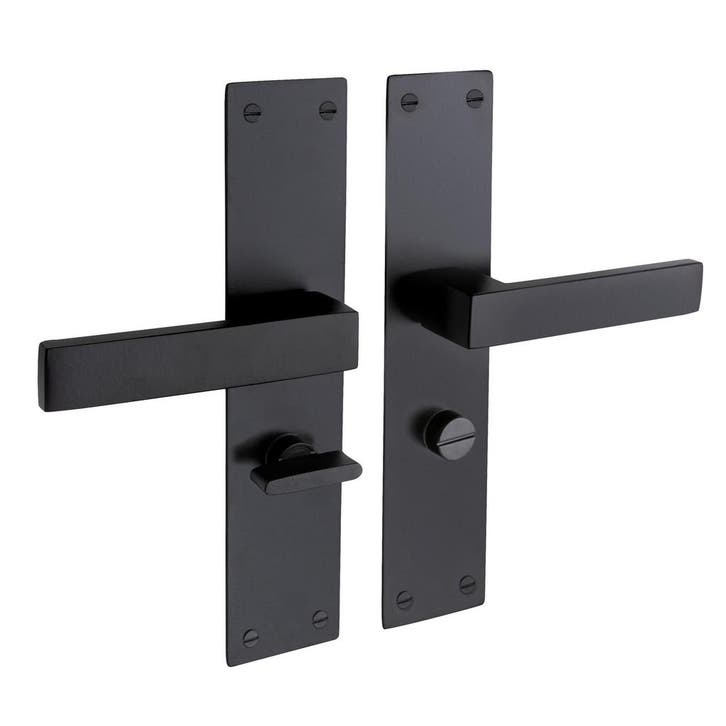 Deurklink Nova zwart met schild en WC-slot - deurbeslag v..., Doe-het-zelf en Bouw, Hang- en Sluitwerk, Klink of Kruk, Nieuw, IJzer