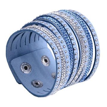 Fako Bijoux - Armband - Breed - Strass - Lichtblauw, Verzenden, Nieuw