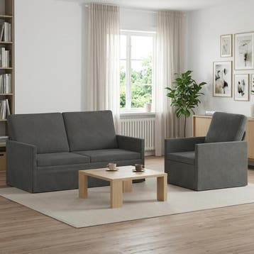 vidaXL bank / zetelstel 2 pcs Donkergrijs Corduroy stof, Verzenden, Nieuw