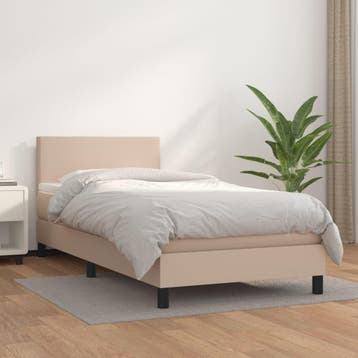 vidaXL Boxspring met matras kunstleer cappuccinokleurig, Verzenden