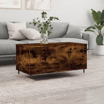 vidaXL Salontafel 90x44,5x45 cm bewerkt hout gerookt, Verzenden
