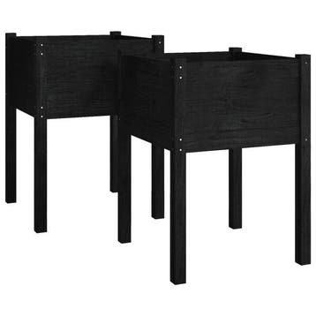 2 Jardinieres pin noir 50x50x70cm - Produit retour -32%, Verzenden, Nieuw