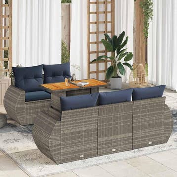 vidaXL 6-delige Loungeset met kussens poly rattan grijs, Verzenden, Nieuw, Loungeset