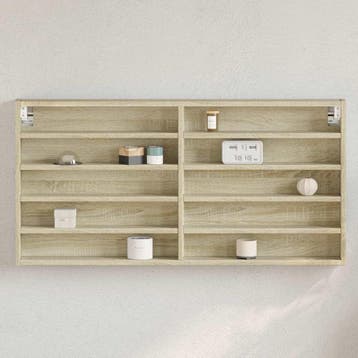 vidaXL Vitrinekast 100x8,5x50 cm bewerkt hout sonoma, Verzenden, Nieuw