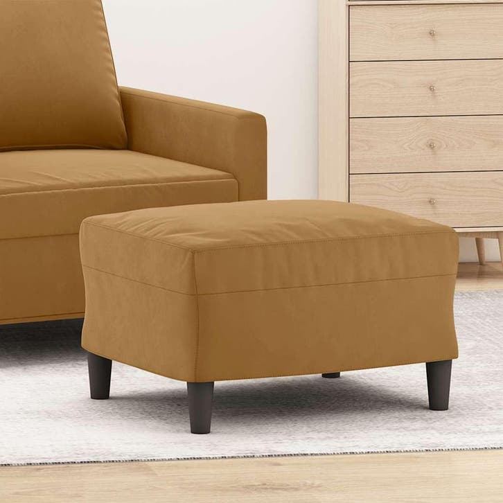 vidaXL Voetenbank 60x50x41 cm fluweel bruin, Maison & Meubles, Canapés | Repose-pieds & Poufs, Envoi