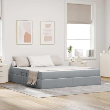 vidaXL Opbergbed met matras Lichtgrijs 160 x 200 cm, Verzenden