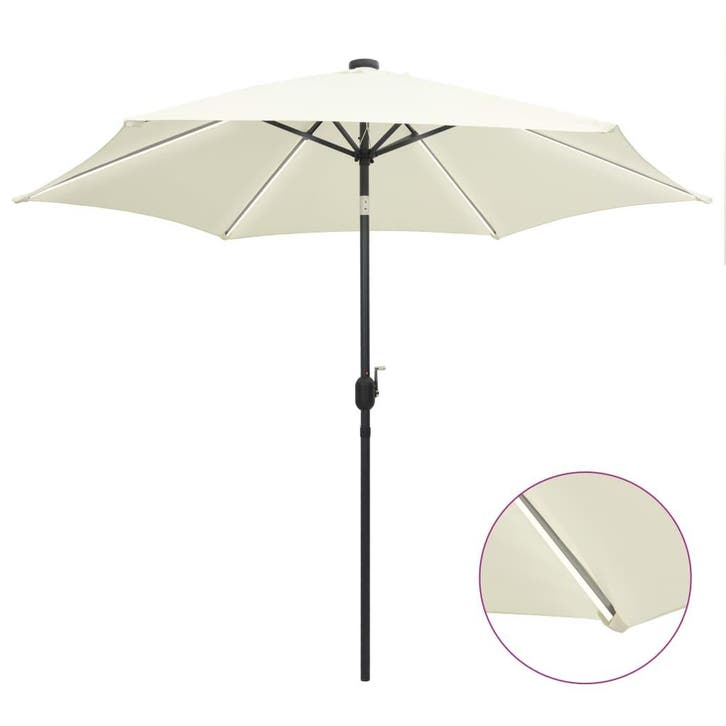 vidaXL Parasol met LED-verlichting en aluminium paal 300 cm, Jardin & Terrasse, Parasols, Envoi