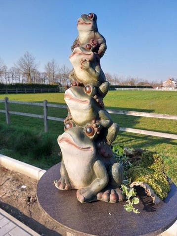 Statue, 70 cm high garden statue family frog - 70 cm -, Antiquités & Art