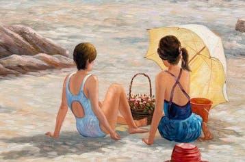 W. Hodges (XX) - Scène de plage