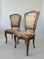 Stoel (4) - Set van 4 Franse Louis XV-stoelen met bekleding