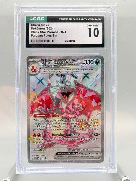 Pokémon Graded card - Charizard ex - Paldean Fates Tin Black, Hobby en Vrije tijd, Verzamelkaartspellen | Pokémon