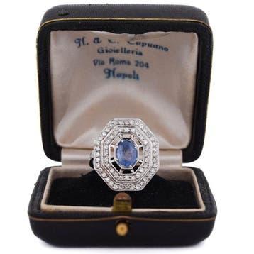 Bague de cocktail - 18 carats Or blanc - 3.40ct. tw. Saphir