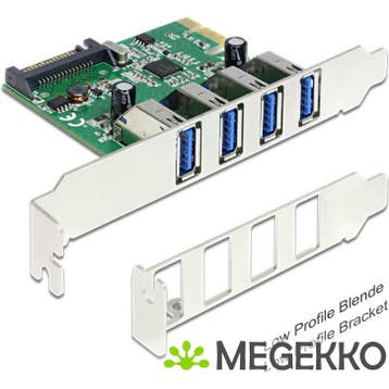 Delock 89360 PCI Express x1-kaart naar 4 x externe USB, Verzenden, Nieuw