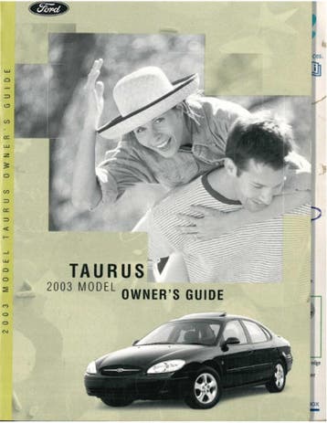 2003 FORD TAURUS INSTRUCTIEBOEKJE ENGELS (USA)