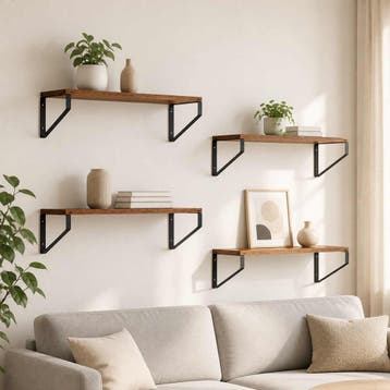vidaXL Wandplanken 4 st Oud hout 60 x 16 x 15,5 cm, Verzenden, Nieuw