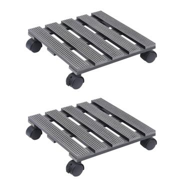 vidaXL Plantentrolleys 2 st 30x30x7,5 cm HKC grijs, Verzenden