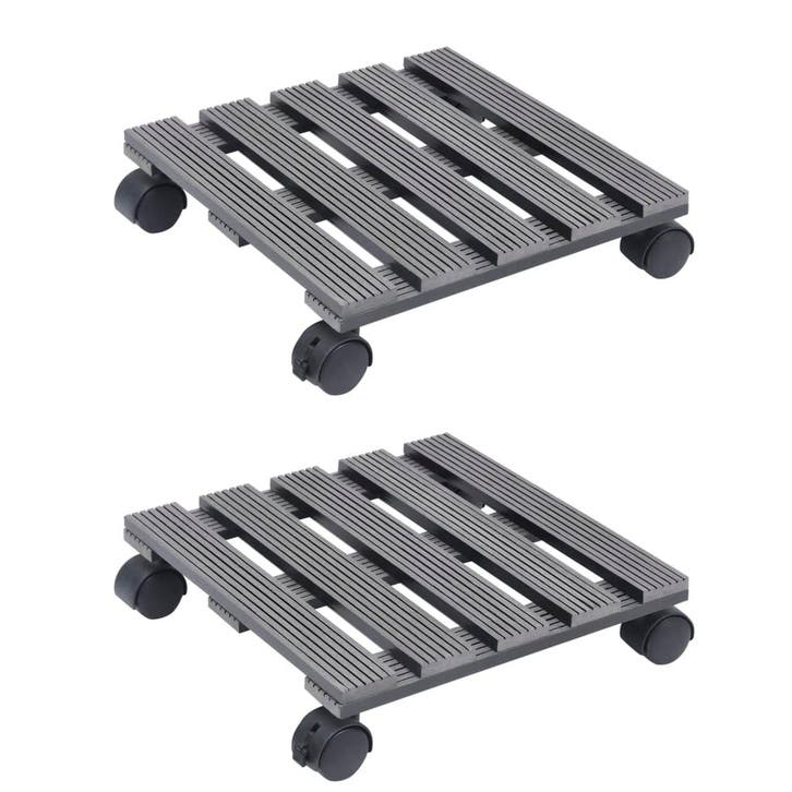 vidaXL Plantentrolleys 2 st 30x30x7,5 cm HKC grijs, Tuin en Terras, Bloembakken en Plantenbakken, Nieuw, Verzenden